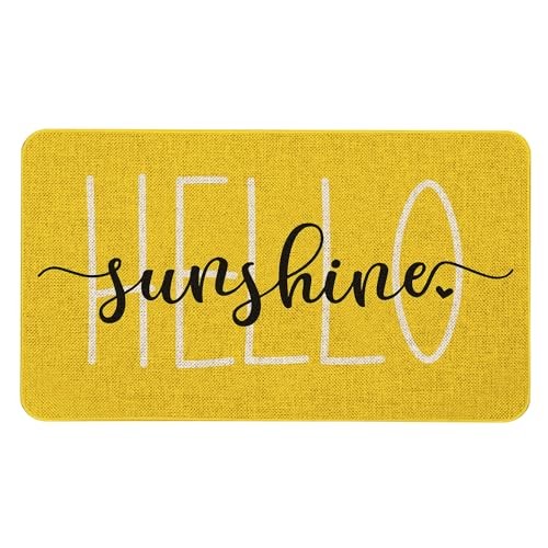 Spring Summer Welcome Door Mat 30x17 Inch Hello Sunshine Yellow Front Doormat