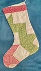 SMALL ANTIQUE VINTAGE CUTTER QUILT CHRISTMAS STOCKING! RED GREEN! 25-01
