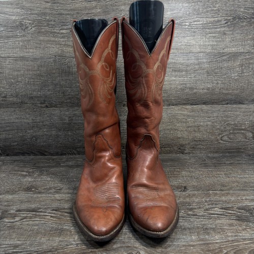 Stivali Frye uomo 11,5D pelle marrone western cowboy tacco ricamato pull on - Foto 4 di 8