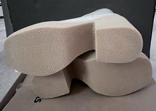 Platform Chunky Chelsea Theresa Crepe Textured Ankle Boots Womens 5 Oatmeal Fall - Picture 6 of 10