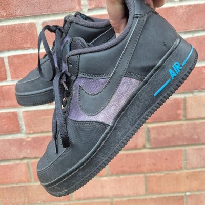 Nike Air Force 1 Black Laser Blue Reflective Swoosh Sneaker UK 6,5 DH2475 001