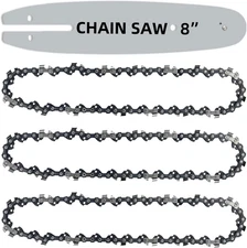 8 Inch Chainsaw Guide Bar and Chain Combo, 3/8" LP Pitch, 050" Gauge, 33 Drive L