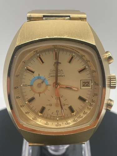 Omega 42mm Jedi TV Case Automatic 1040 Chronograph Gold Tone Watch Ref: 176.005!