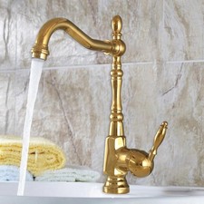 Gold Color Brass Bathroom Kitchen Sink Swivel Spout Faucet Mixer Tap fgf067