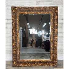 Deep Carved Ornate Copper Color Mirror 