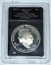 1990-W Eisenhower Centenario $1 Argento Proof Commemorativo - Un Dollaro