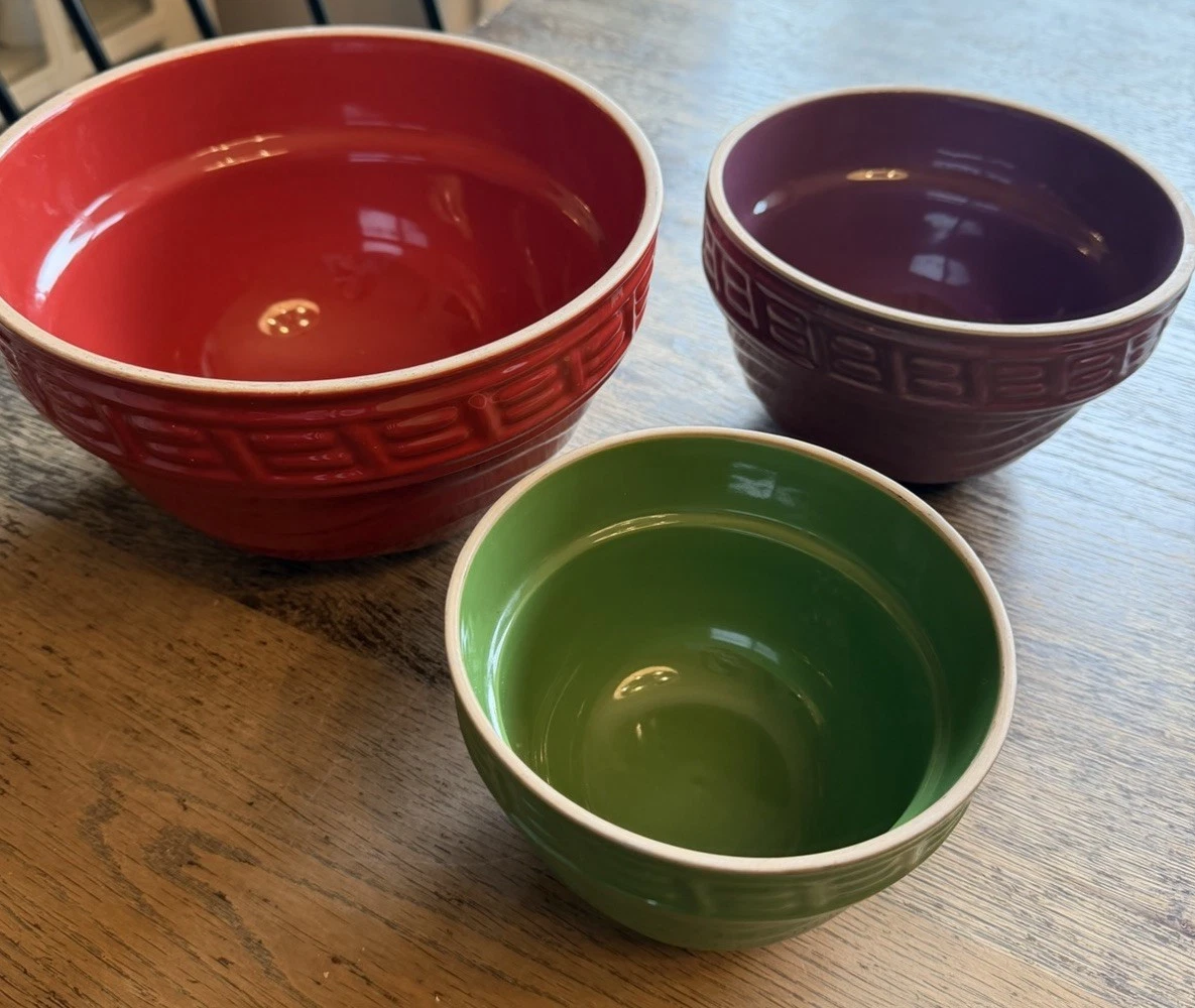 Graduated Stoneware Nesting Mixing Bowls Set - multiple colors - lot of 3
Opens in a new window or t