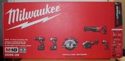 Milwaukee 2696-26 M18 18V Cordless 6-Tool Combo Kit New in Box