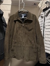 VINTAGE POLO RALPH LAUREN SUEDE LEATHER JACKET BROWN SIZE LARGE MENS