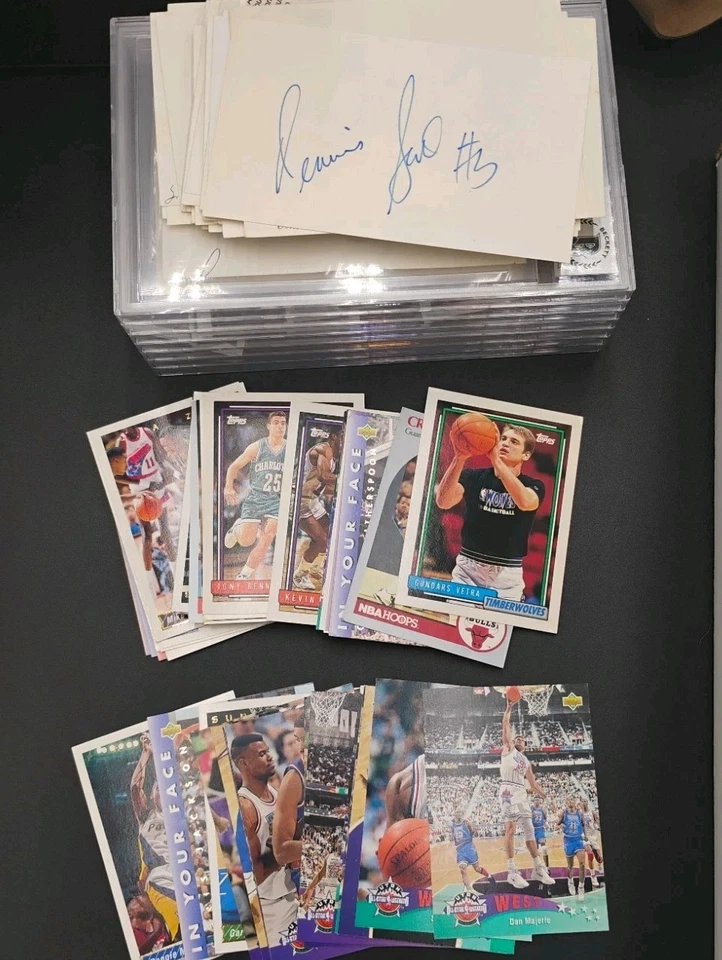 Lot Of 45 Diff 1990s Basketball Signed Index Cards Kareem Walton Shaq R Miller - Image 3 of 4
