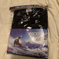 Men’s  ROCKY Thermal Set Black Cotton Underwear Top & Bottom Size Small 