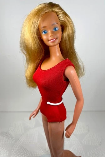 Vintage 1977 Super Star Mattel Barbie doll in red mailot - bathing suit!