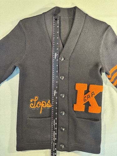 Vintage Letterman's Historic Black Wool Women's Cardigan Varsity "GAA" K 30/40's - Afbeelding 9 van 17