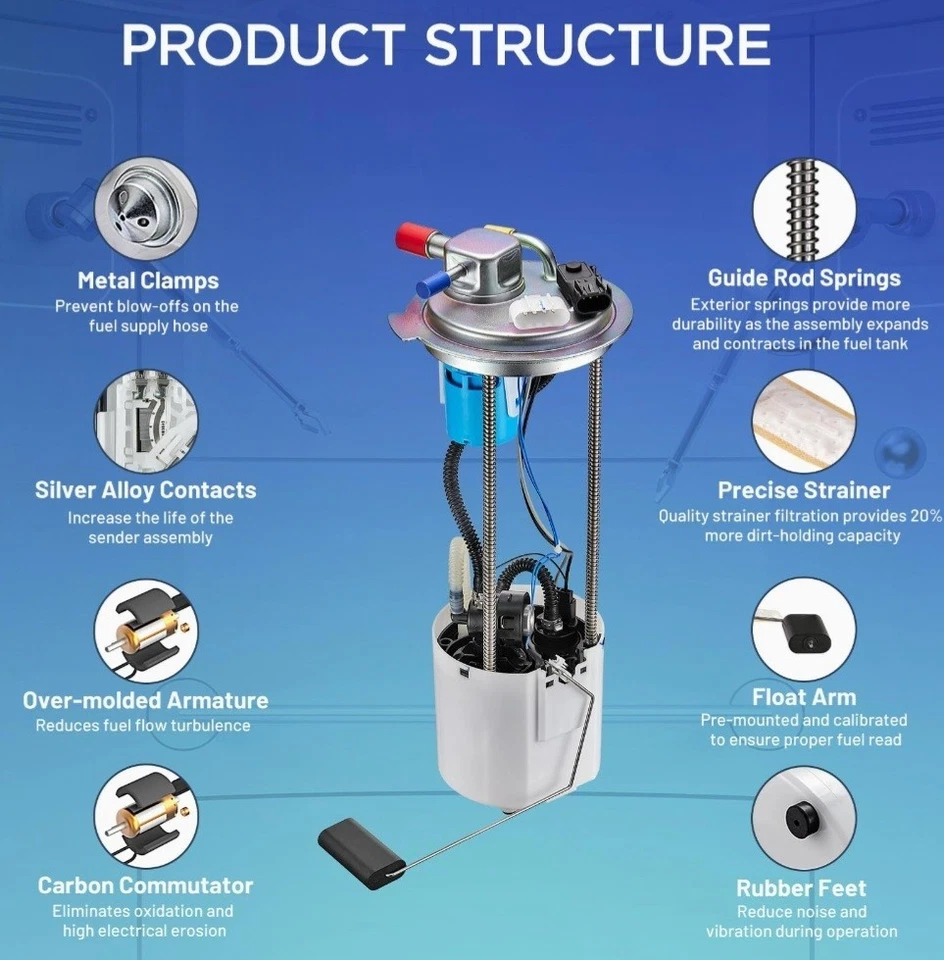 Bomba de combustible con módulo y unidad de envío para Chevrolet Silverado 1500 2010-2013 E4005M Foto 2 de 4