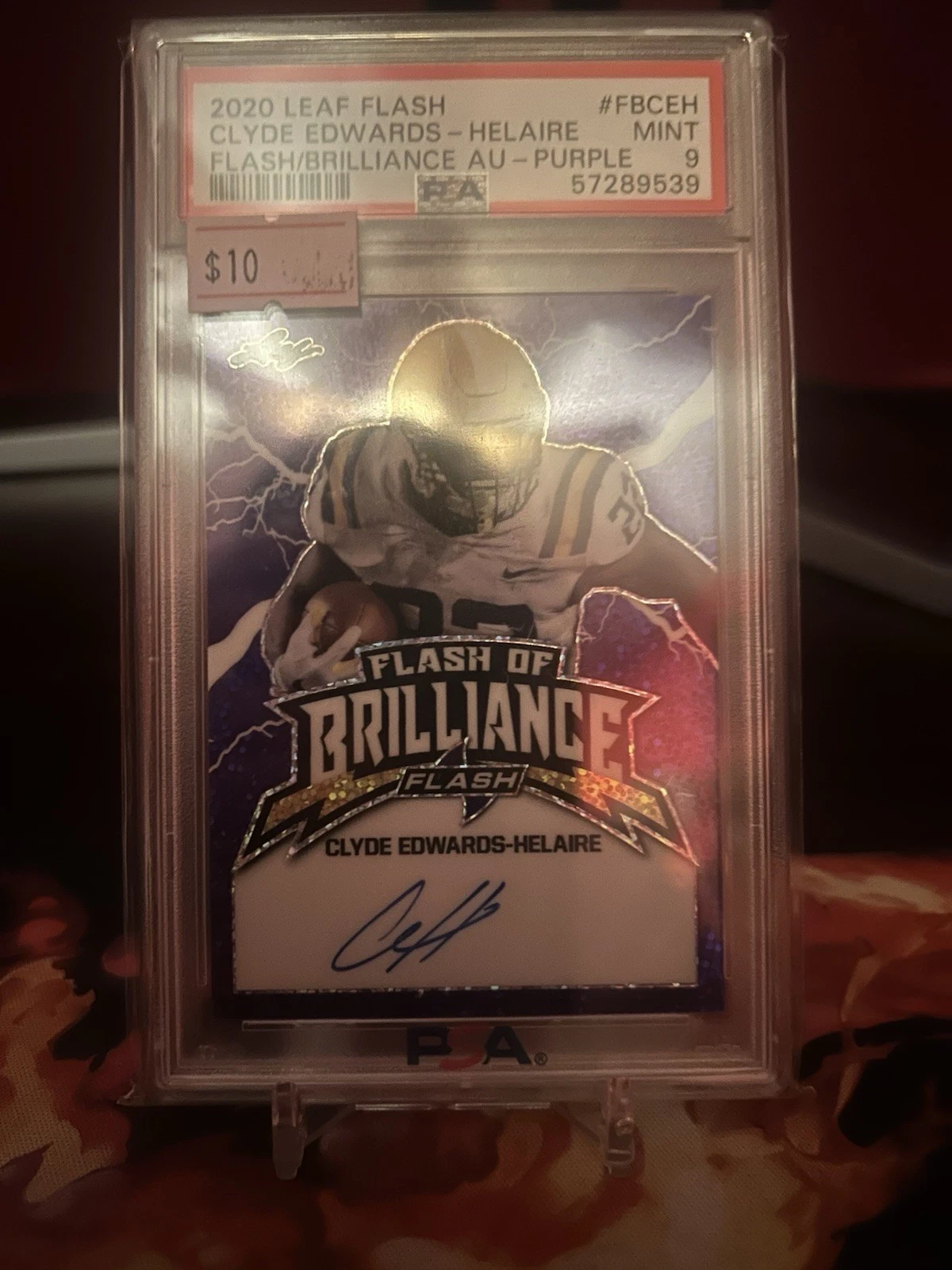 Clyde Edwards-Helaire Leaf Flash Flash of Brilliance Autographs #FBCEH Purple