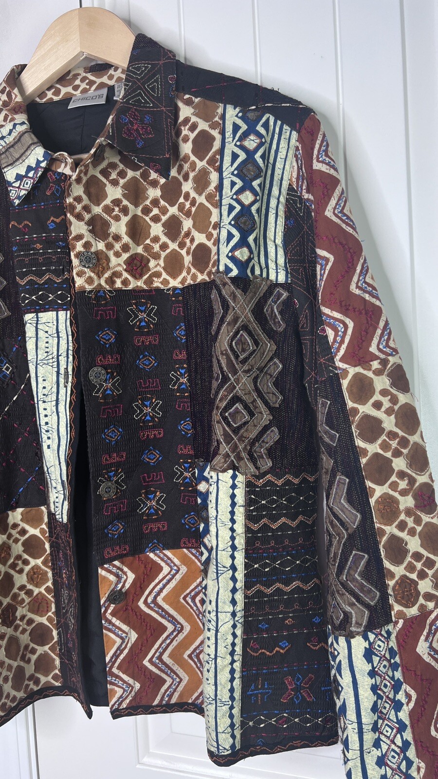 VTG Chico's Women's Blazer Jacket Sz 2 L/12 Patch… - image 3