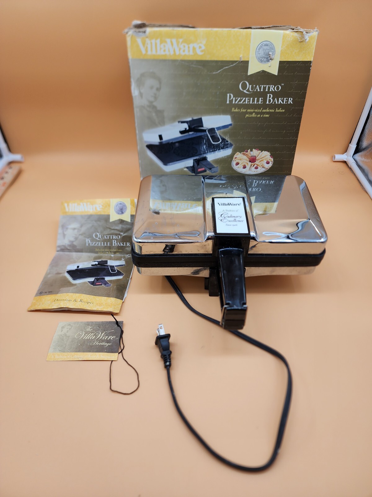 VillaWare Quattro Pizzelle Baker Series II 3850 New 3” Italian Cookie