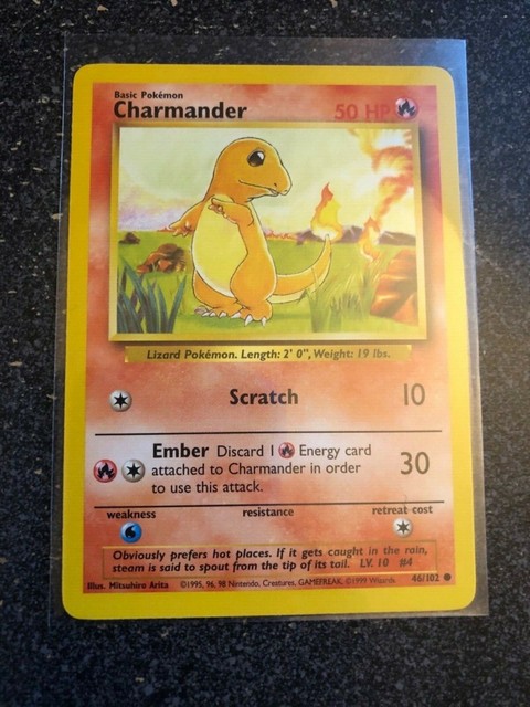 Charmander 1999 Unlimited 46 102 Near Mint Base Set Common Pokemon Card 