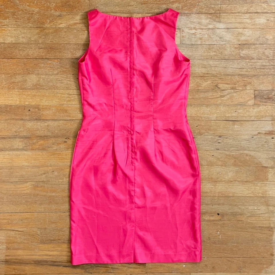 Vestido Vintage Imitación Seda Talla Pequeña Años 90 Rosa Funda Sin Mangas Foto 4 de 4