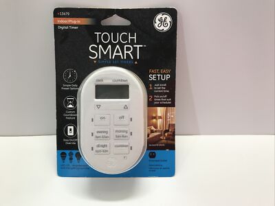 GE Touch Smart Plug-In Indoor Digital Timer 15 amp 13479 LED CFL Compatible NEW