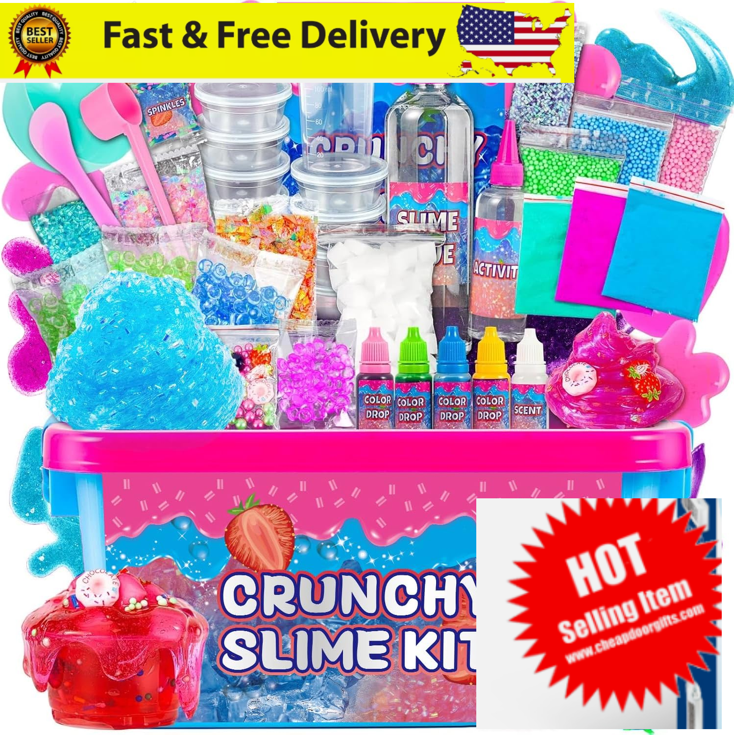 Crunchy Slime Kit,Sparkling Slime Making Kit,Foam, Jelly Cube Slime For Party