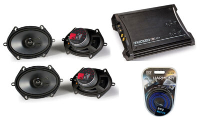 HA-A400.4 4-Ch 800W Sub Amp, 46CSC684 6x8'' 5x7'' Speakers & 8 Gauge Amp Kit