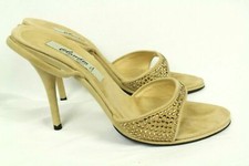 Vero Cuoio Women's Beige Suede Crystal Shoes Made In Italy Retail 420
