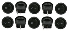 10 PACK 6A 250V 10A 125V SPST ON/OFF 2 POSITION MINI ROUND ROCKER SWITCH 12V