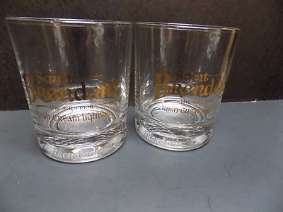 Set of 2 Saint Brendan s Irish Cream Liqueur Rocks Glasses! Excellent Condition!