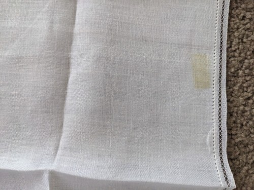 2 Vintage linen Lace Madeira Tapework Guest hand Towels Blue &White - Picture 4 of 5