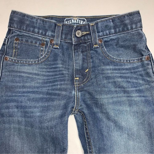 Levi’s Slim Straight Jeans Boy’s 10 Blue Denim Medium Wash Faded Whisker Preppy - Picture 2 of 9