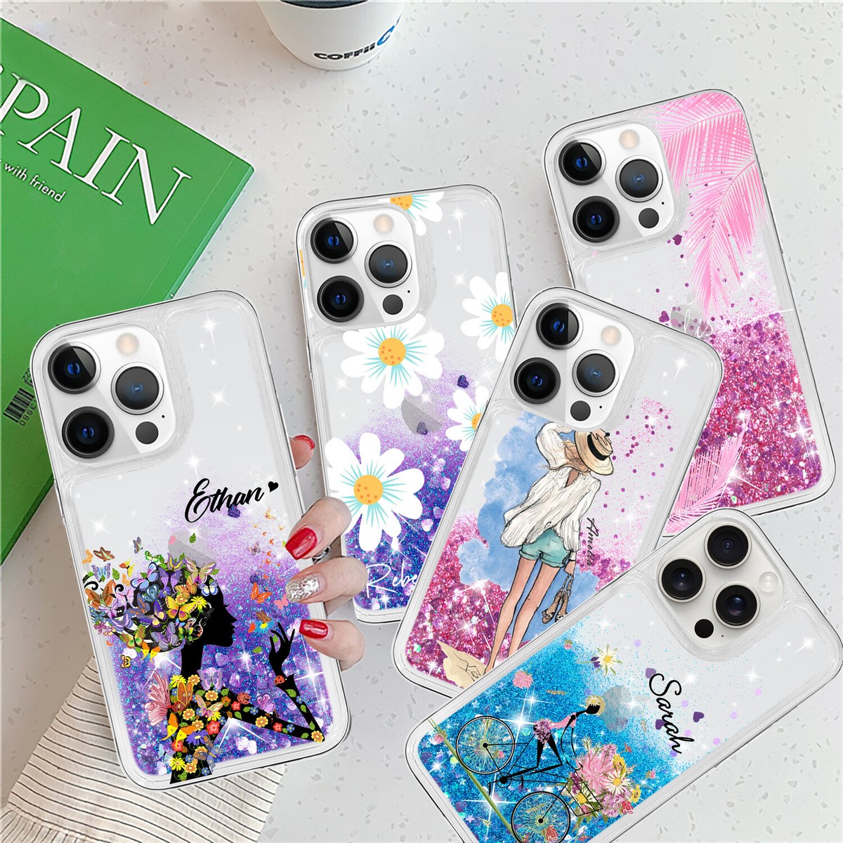 Custodia Design New York Custodia IPhone 15 Pro VELVET CAVIAR - Glitter Rosa Con Fiori Ciliegio Cover Iphone Fashion - Foto 11