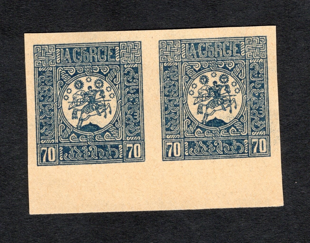 Georgia 1919-20 pair of stamp Lyapin#П1(5) PROOF START15%ONLY MNG CV=84$