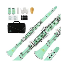 EASTROCK Clarinet Bb Flat 17 Nickel Keys Green Beginner Clarinet for Student ...