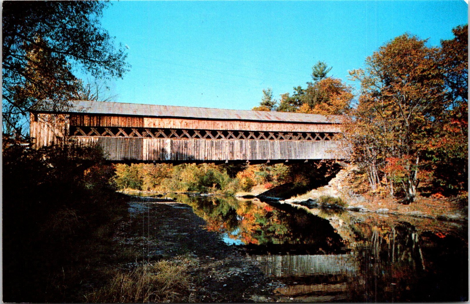 Postcard Covered Bridge Saxton River Bellows Falls Vermont B164 eBay