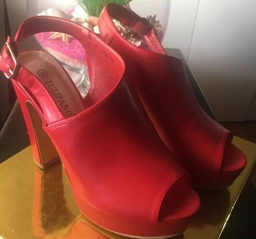 Sandali rossi Tacco Largo Cowgirl 36 Sabot Spuntate | eBay
