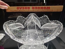 Oval Fruit Bowl Dish Bowl American Brilliant Period cut Glass crystal engraved