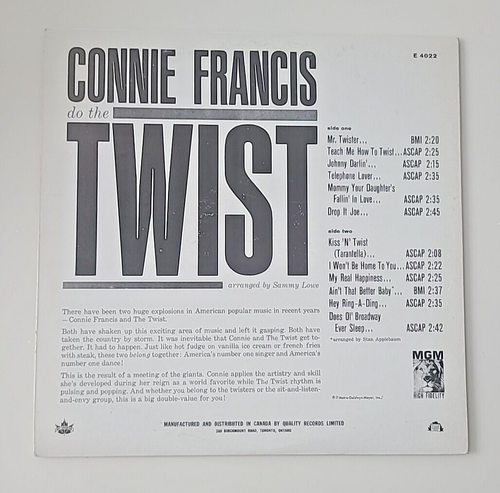 Connie Francis – Do The Twist VG Original Mono MGM E-4022 LP Record 1962 VOCALS - Picture 2 of 5