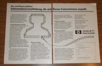 Seltene Werbung HEWLETT PACKARD HP Computer - Anwenderlösungen nach Maß 1983