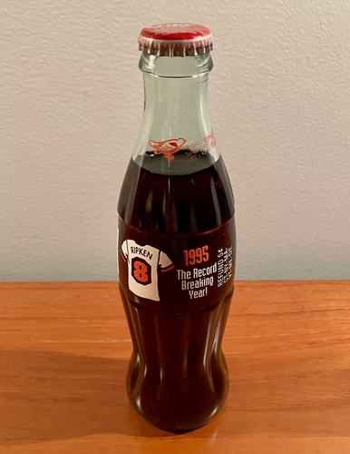 1995 Cal Ripken Coke Bottle Coca-Cola Classic 8 Fl Oz Original Orioles Bottle