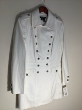 Etcetera 10 White Double Breasted Trench Coat Jacket Classic Career