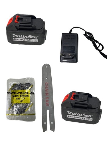 MOTOSEGA MINI 8” 2 BATTERIE 48v 2.5Ah OLIATORE TAGLIARAMI CON LAMA DA 6” - Foto 4 di 4