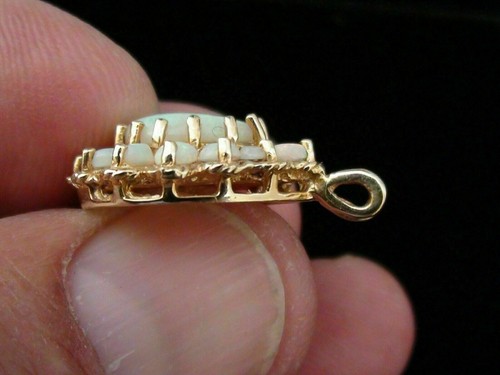 2.2Ct Pear Cut Fire Opal Tear Vintage Pendant 14KYellow Gold Over 18" With Chain - Picture 2 of 5