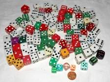 MIXED Lot of 100 Game Gambling DICE Mixed Sizes and Colors