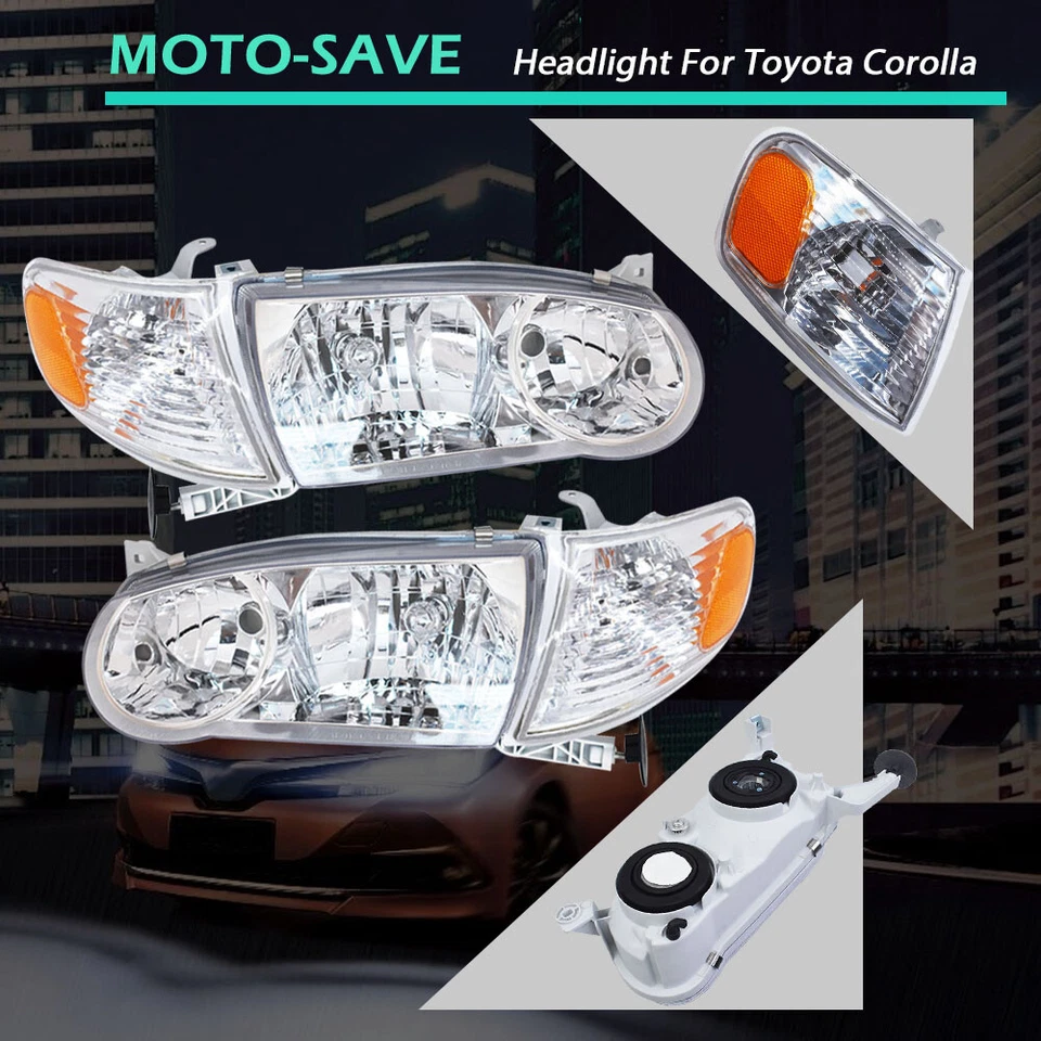 Faros faros con par de luces de señal de esquina para Toyota Corolla 2001-2002 Foto 4 de 4