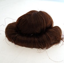 Vintage Old Store Stock Tiny Brown Curled Up Dynel Wig for Small Size Doll