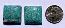 2 CALIBRATED MATCHING SQUARE TURQUOISE CABOCHONS 29 CARATS CABS T125
