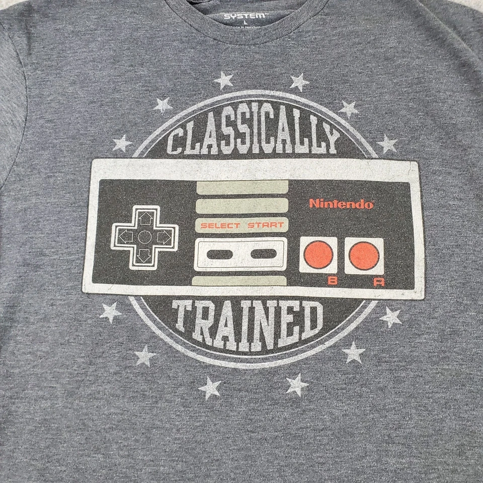 Camisa Nintendo Entertainment System Hombre Grande Gris Cuello Redondo Manga Corta Informal Foto 3 de 4