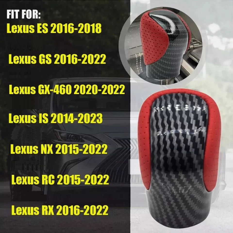Perilla de cambio de marchas de carbono rojo circuito para Lexus IS200t IS250 IS300 IS350 2014-2025 Foto 3 de 4