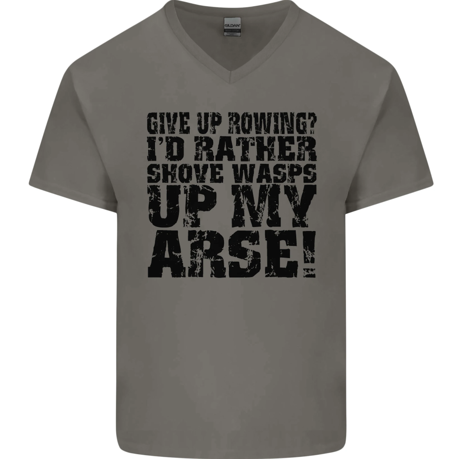 FILA Give up Rowing? Boat Rower Coxman Funny Mens V Neck Cotton T Shirt